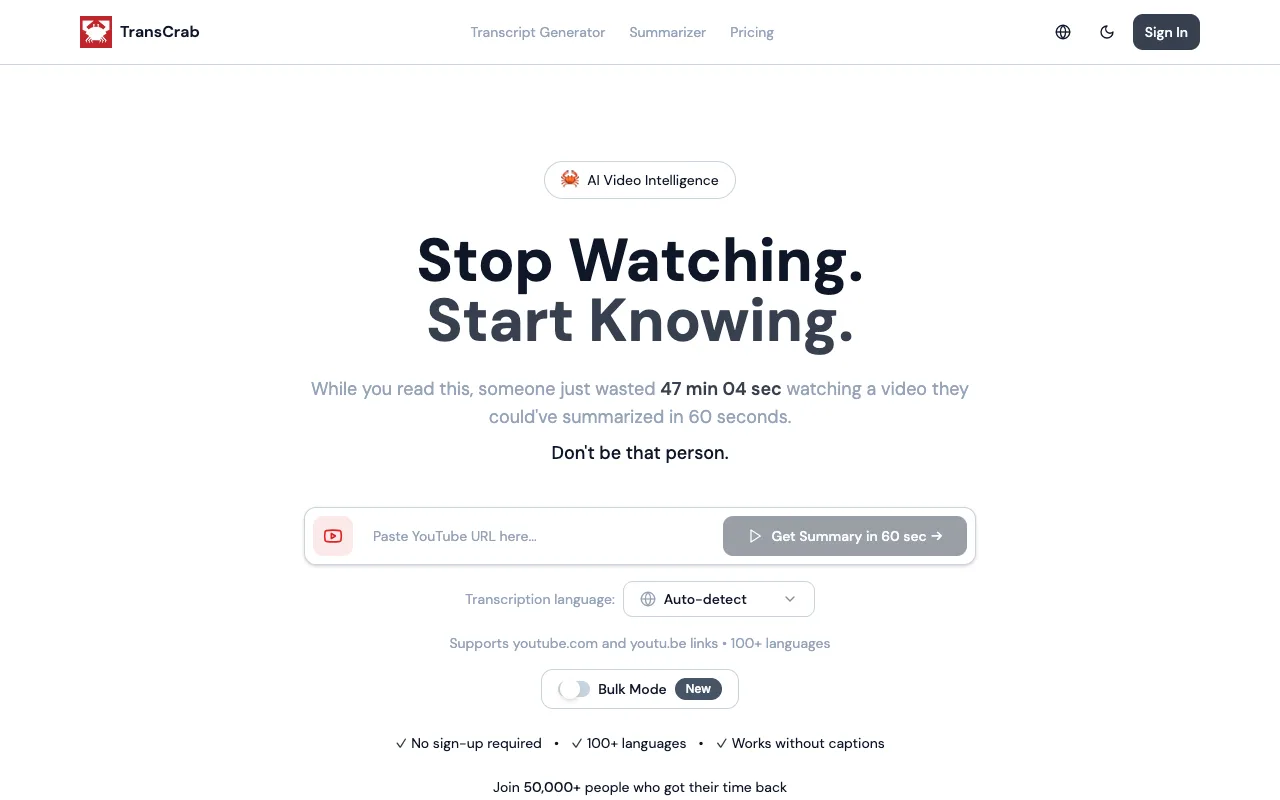TransCrab homepage